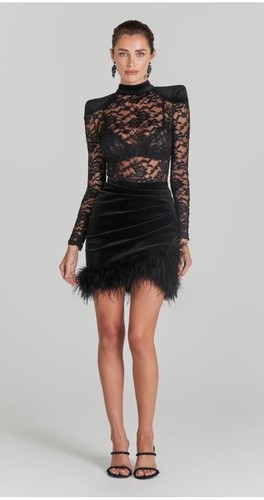 Nadine merabi black - black, feather